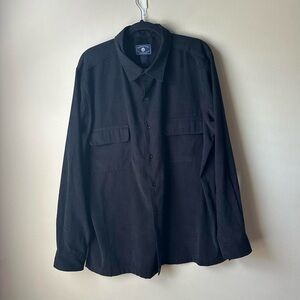 O’kief O’kief Black Microfiber Button Up Dress Casual Shirt Size Large